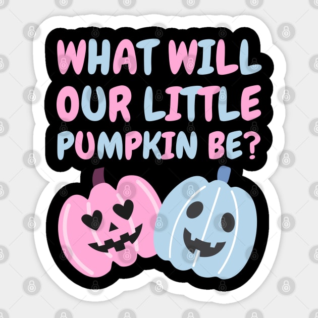 Cute Halloween Gender Reveal What Will Our Little Pumpkin Be Sticker by NearlyNow